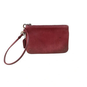 Coach Women’s Wristlet Purse Bag Leather Small Red Zipper Closure Clutch Wallet